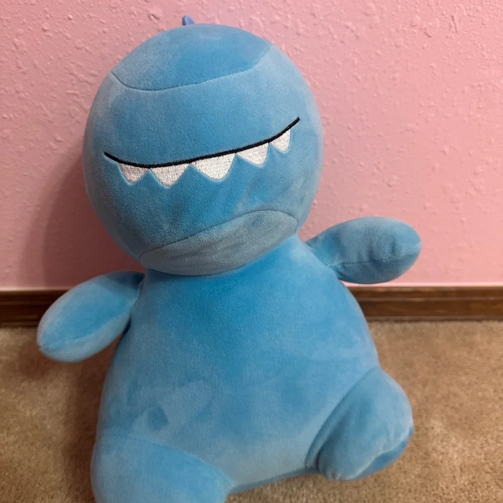 GREENBRIER Blue Dinosaur 12” Plush Sewn Eyes Squishy Pillow Decor Stuffed Toy